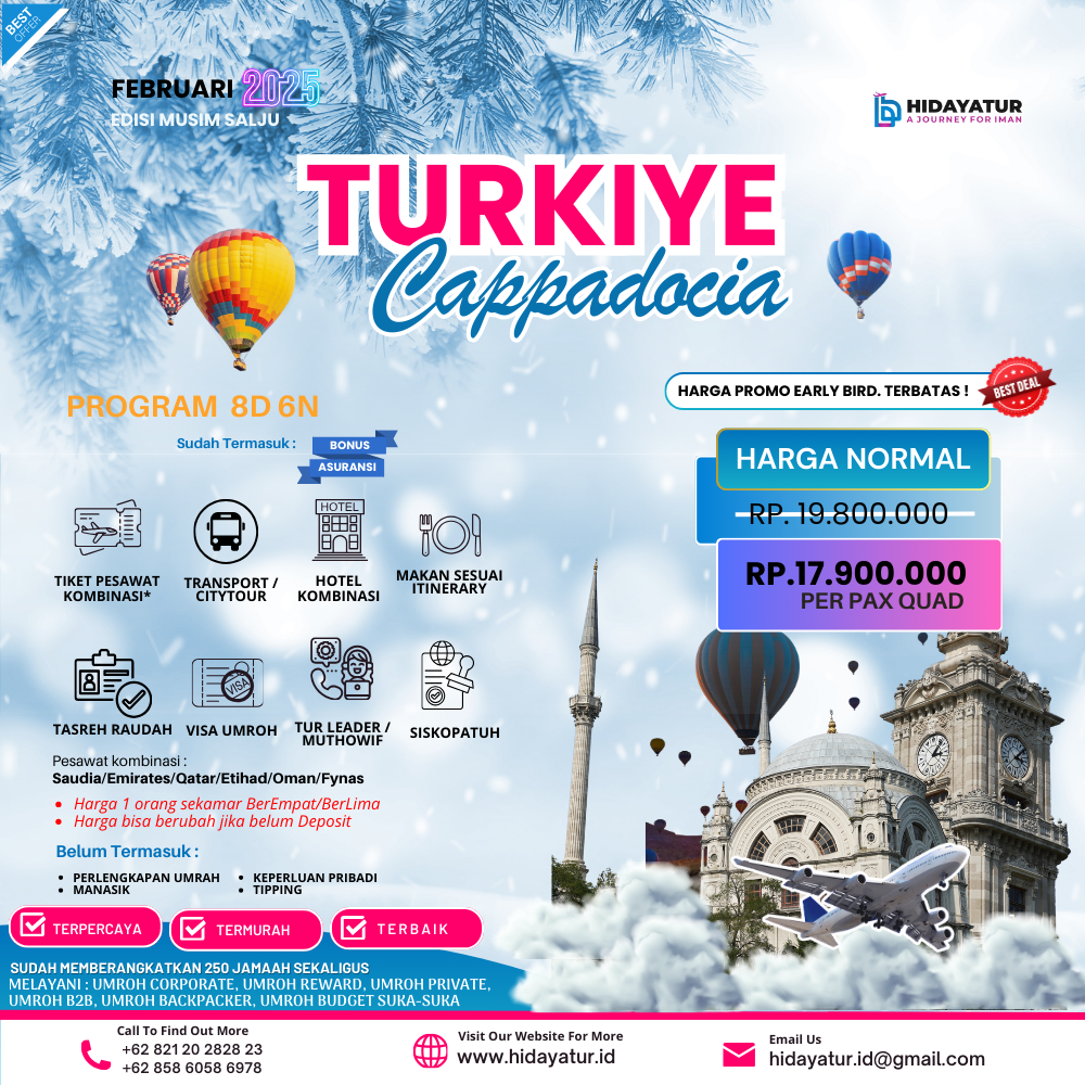 Umroh Plus Turki 8 Days 6 Night - Hidayatur