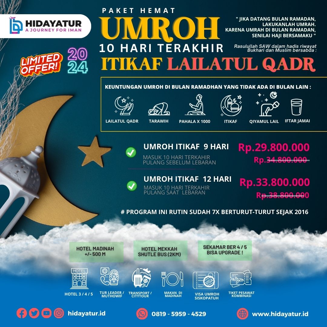 Umroh Itikaf Ramadhan 10 Hari - Hidayatur